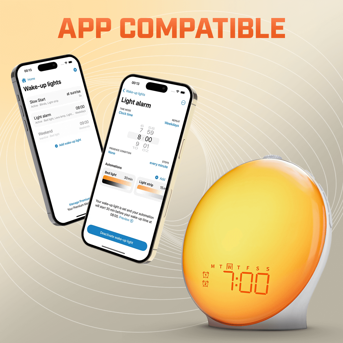 Snooze Therapy Smart Wake Up Alarm Clock with Sunrise Sleep Technology