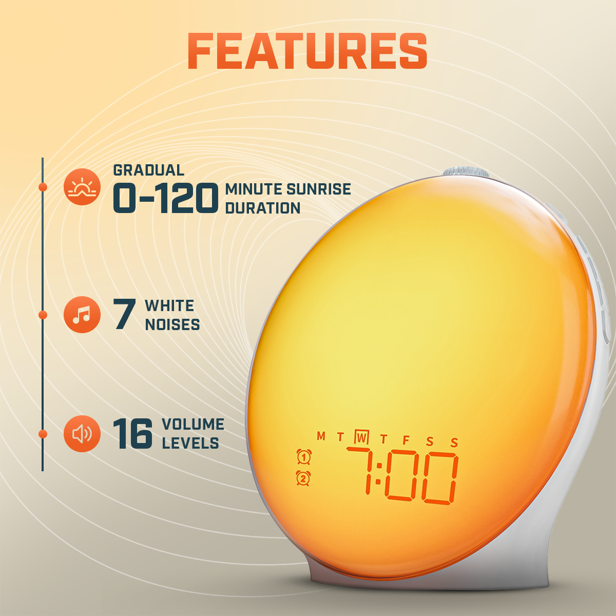Snooze Therapy Smart Wake Up Alarm Clock with Sunrise Sleep Technology