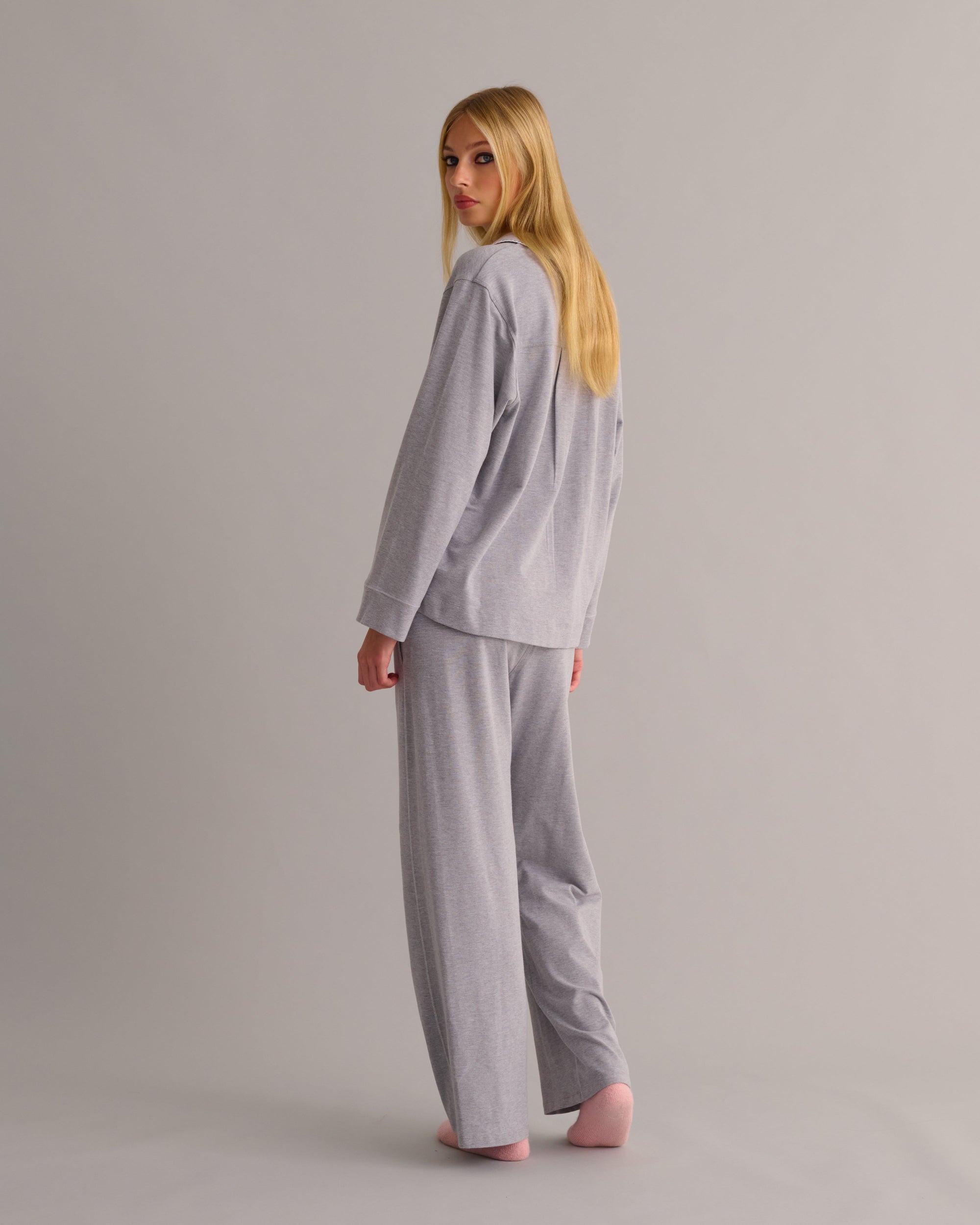 Soft Grey Marl Modal Cotton Luxury Pyjama Set