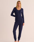 Navy Ribbed Soft Modal Cardigan & Cuffed Leggings Set