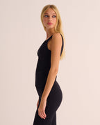 Black Soft Sculpt Stretch Wrap Top