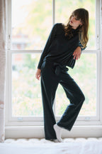 Women's Black Modal Pyjama Set with Lace Trim