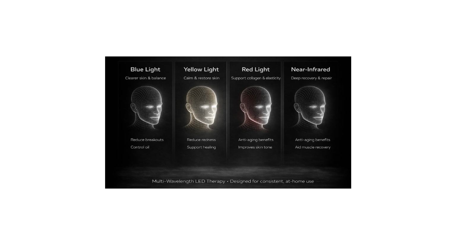 KOVE Red & Infrared LED Facial Mask – Advanced Light Therapy Skincare Device