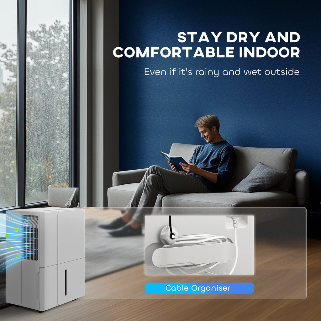 HOMCOM 30L Dehumidifier and Clothes Dryer - White