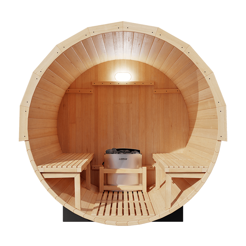 KOVE Outdoor Barrel Sauna – 1–2 Person Compact Garden Sauna with 4.5kW Heater