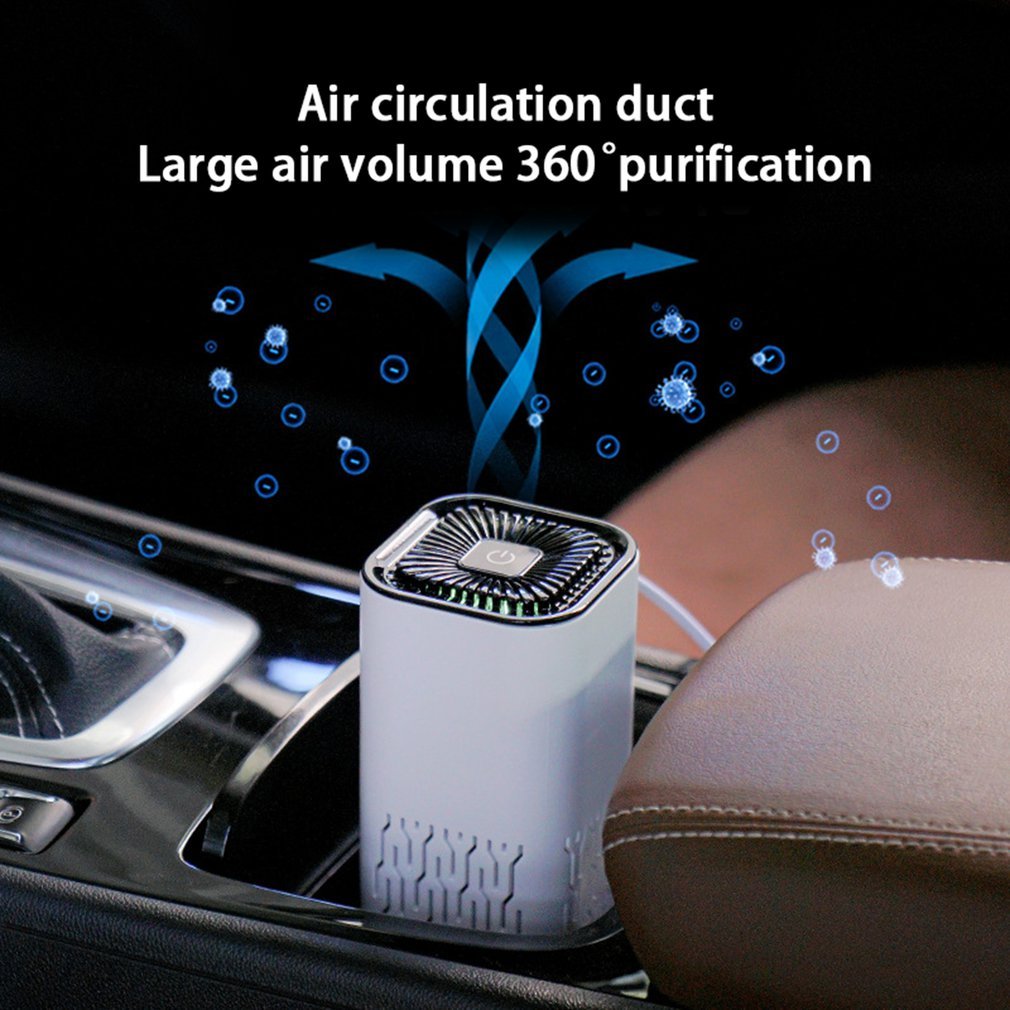 Portable Car Air Purifier - Negative Ion Generator for Smoke, Dust & Odors