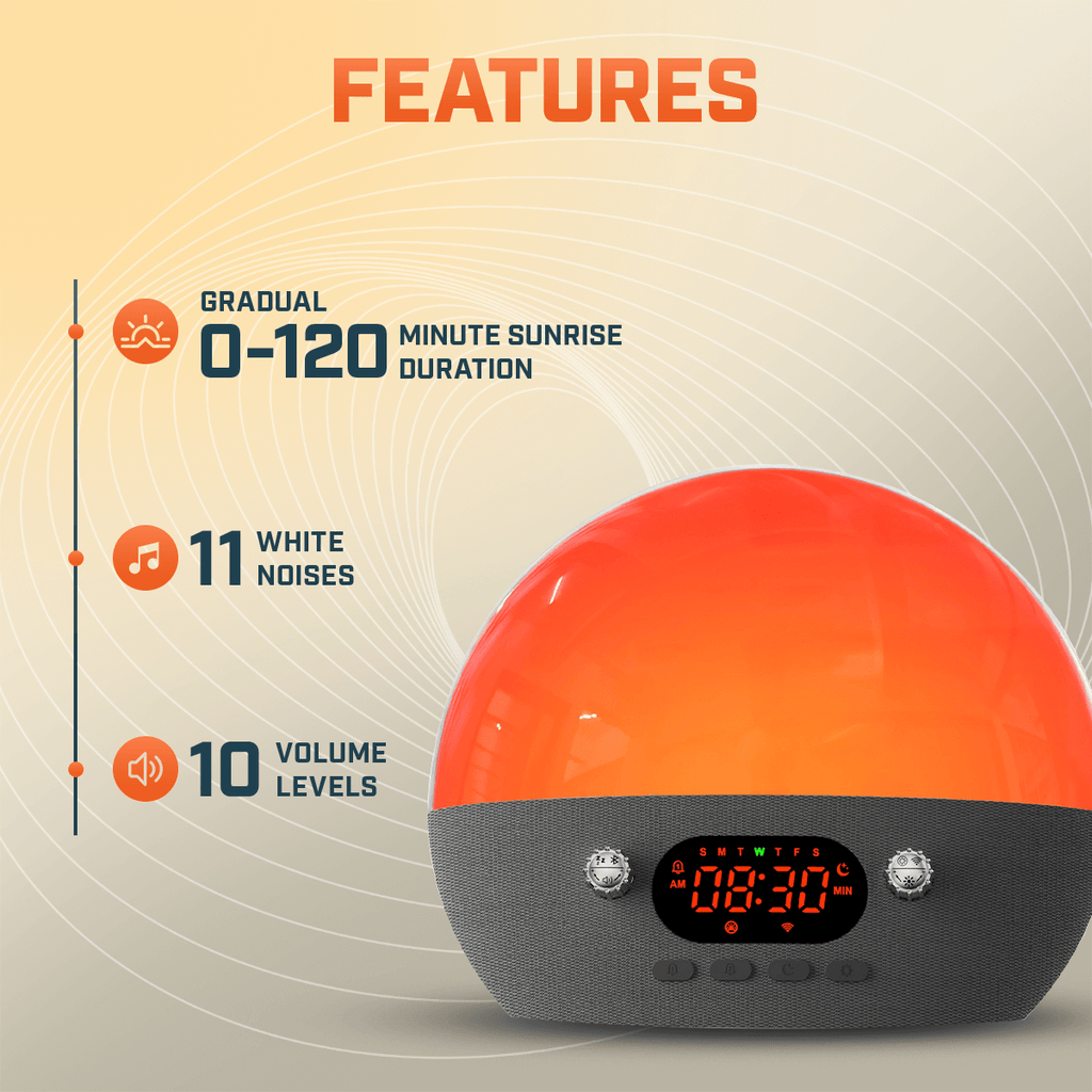 Smart Wake Up Alarm Clock Pro with Sunrise Simulation