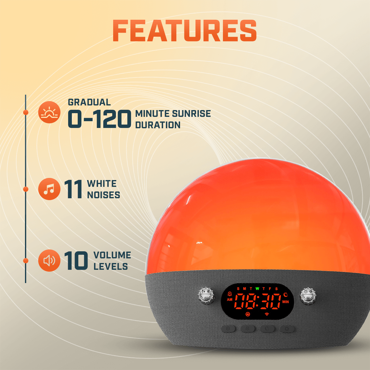Smart Wake Up Alarm Clock Pro with Sunrise Simulation