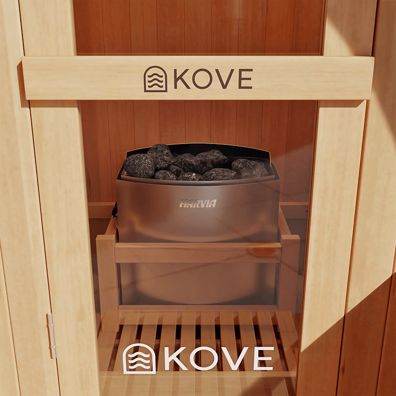 KOVE Outdoor Barrel Sauna – 1–2 Person Compact Garden Sauna with 4.5kW Heater