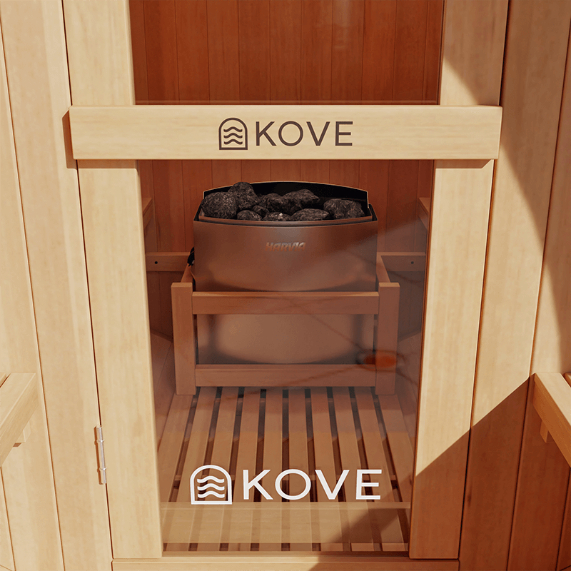 KOVE Outdoor Barrel Sauna – 3–4 Person Luxury Garden Sauna with 6kW Heater