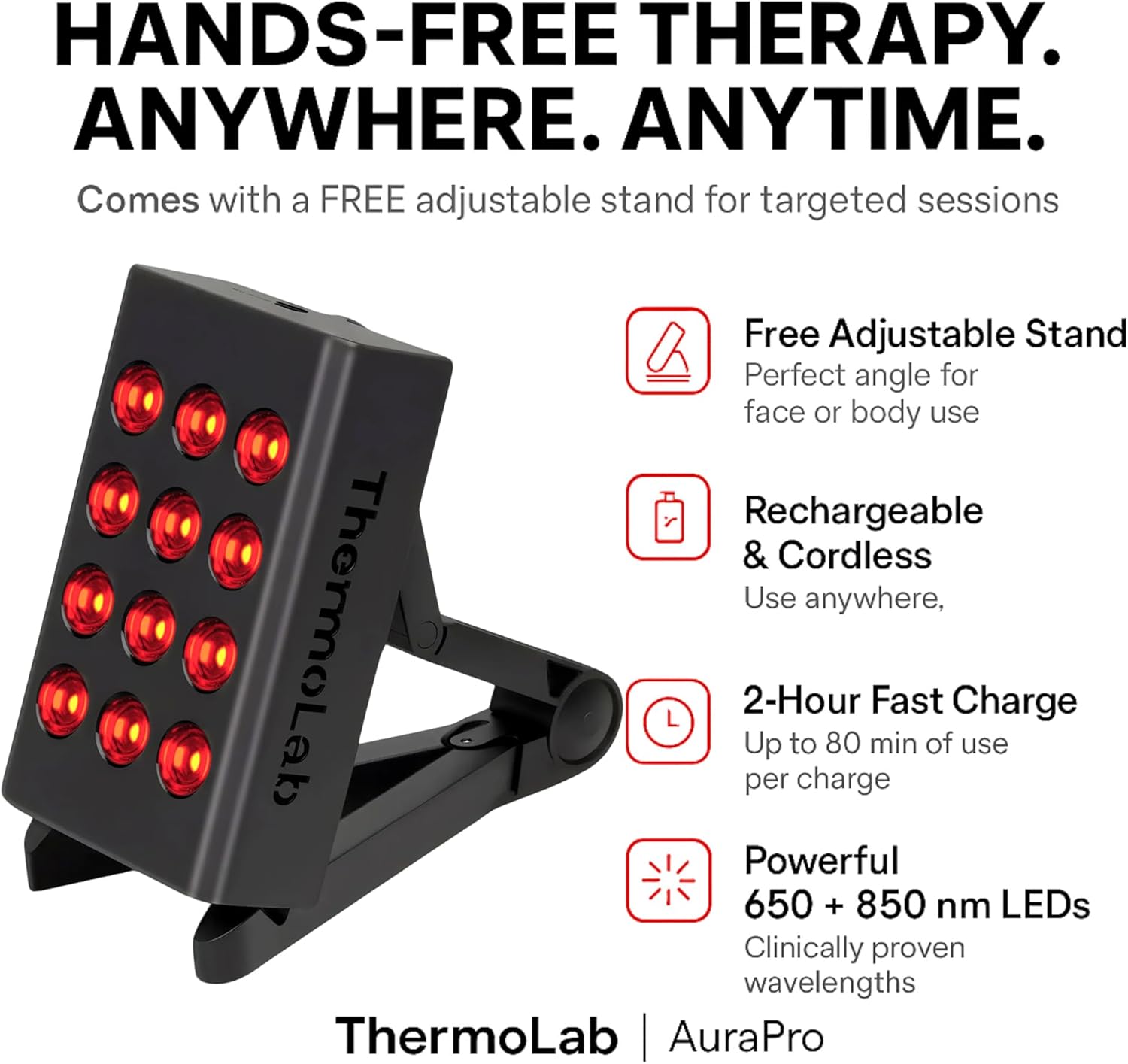 ThermoLab Aura™ Mini — Rechargeable Portable Red Light Therapy Panel