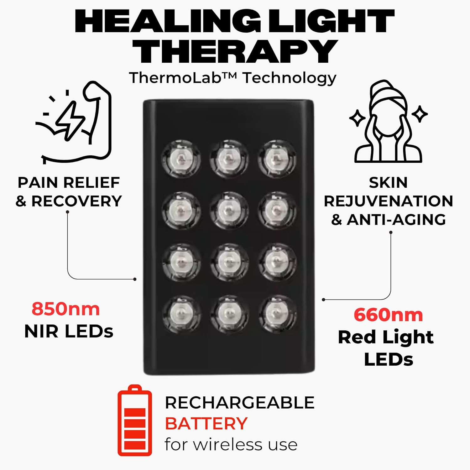ThermoLab Aura™ Mini — Rechargeable Portable Red Light Therapy Panel