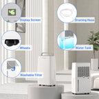 HOMCOM 16L Multi-Mode Dehumidifier with Wheels - White