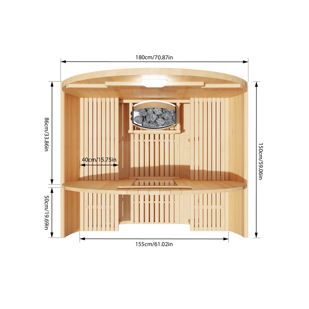 KOVE Outdoor Barrel Sauna – 1–2 Person Compact Garden Sauna with 4.5kW Heater