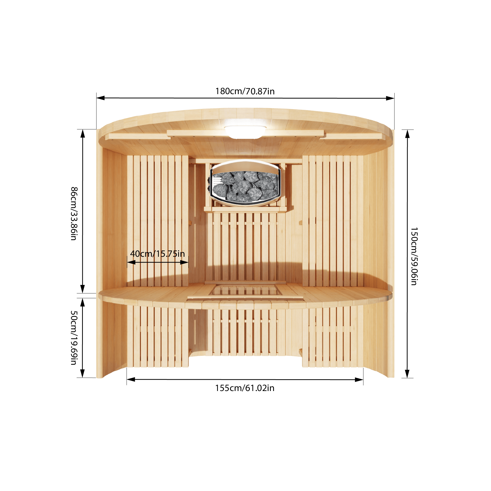 KOVE Outdoor Barrel Sauna – 1–2 Person Compact Garden Sauna with 4.5kW Heater