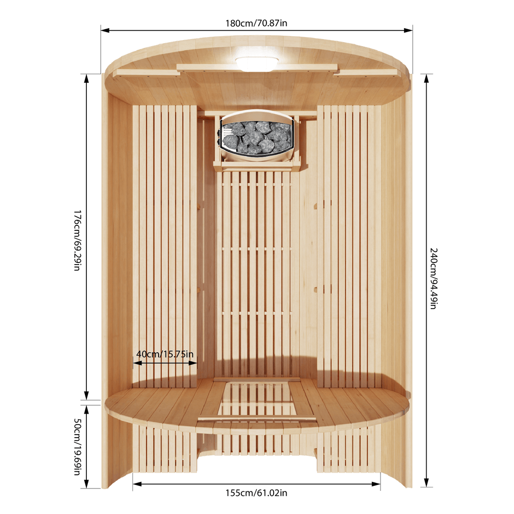 KOVE Outdoor Barrel Sauna – 5–6 Person Luxury Garden Sauna with 6kW Heater