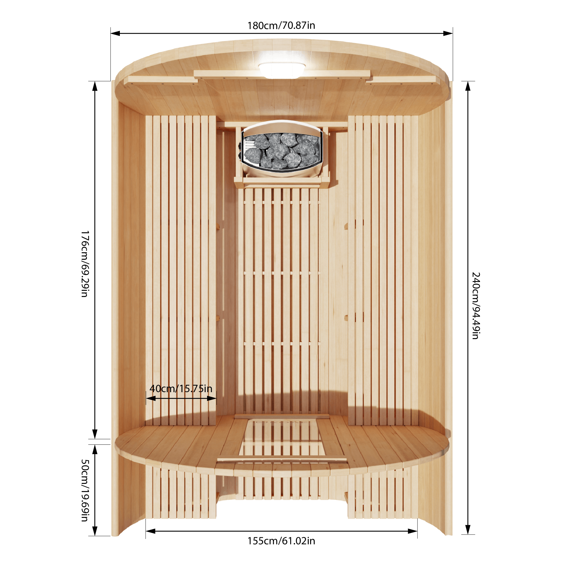 KOVE Outdoor Barrel Sauna – 5–6 Person Luxury Garden Sauna with 6kW Heater