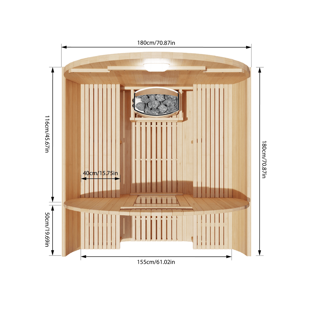 KOVE Outdoor Barrel Sauna – 3–4 Person Luxury Garden Sauna with 6kW Heater