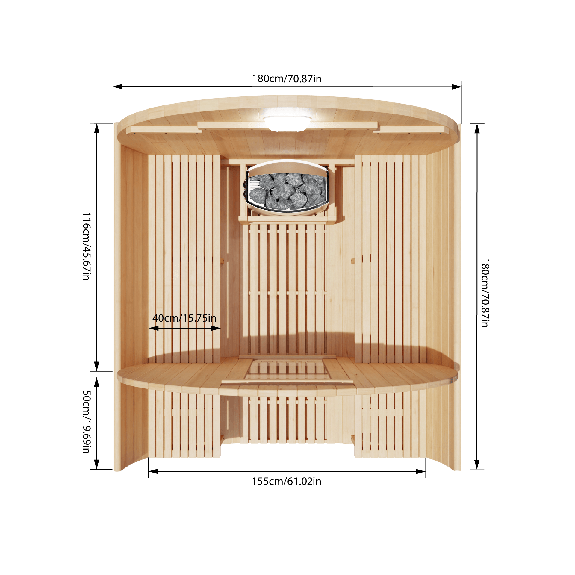 KOVE Outdoor Barrel Sauna – 3–4 Person Luxury Garden Sauna with 6kW Heater