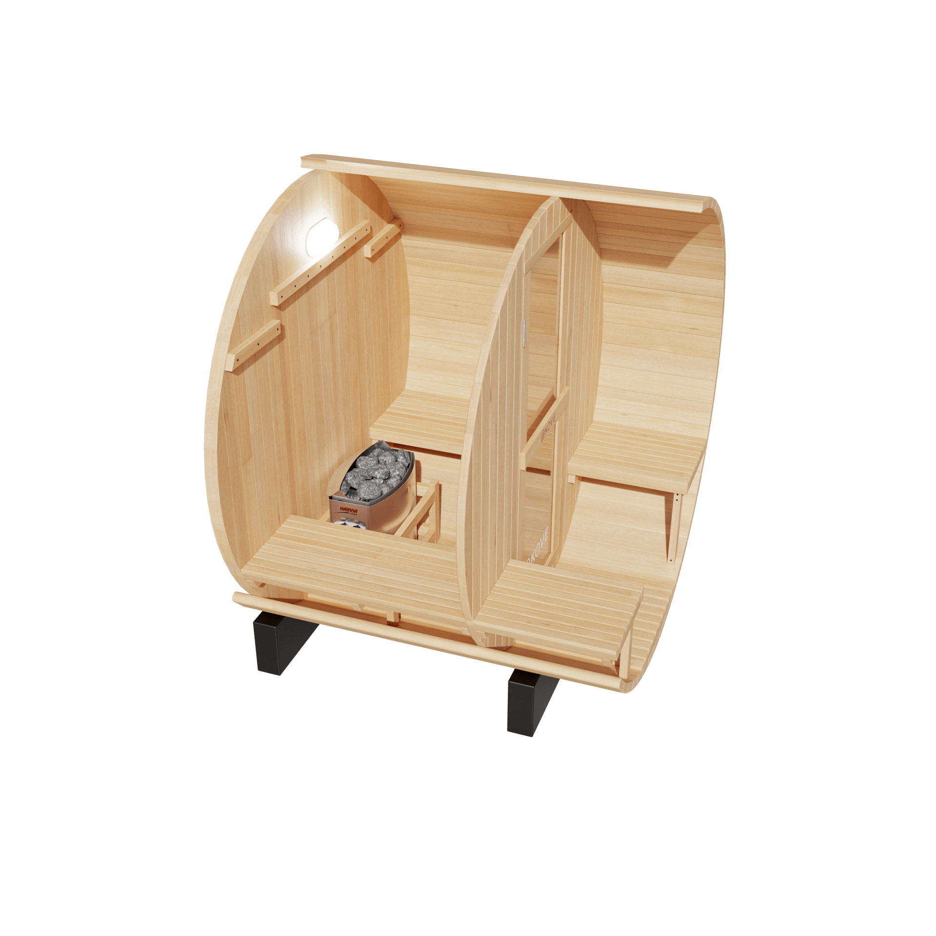 KOVE Outdoor Barrel Sauna – 1–2 Person Compact Garden Sauna with 4.5kW Heater