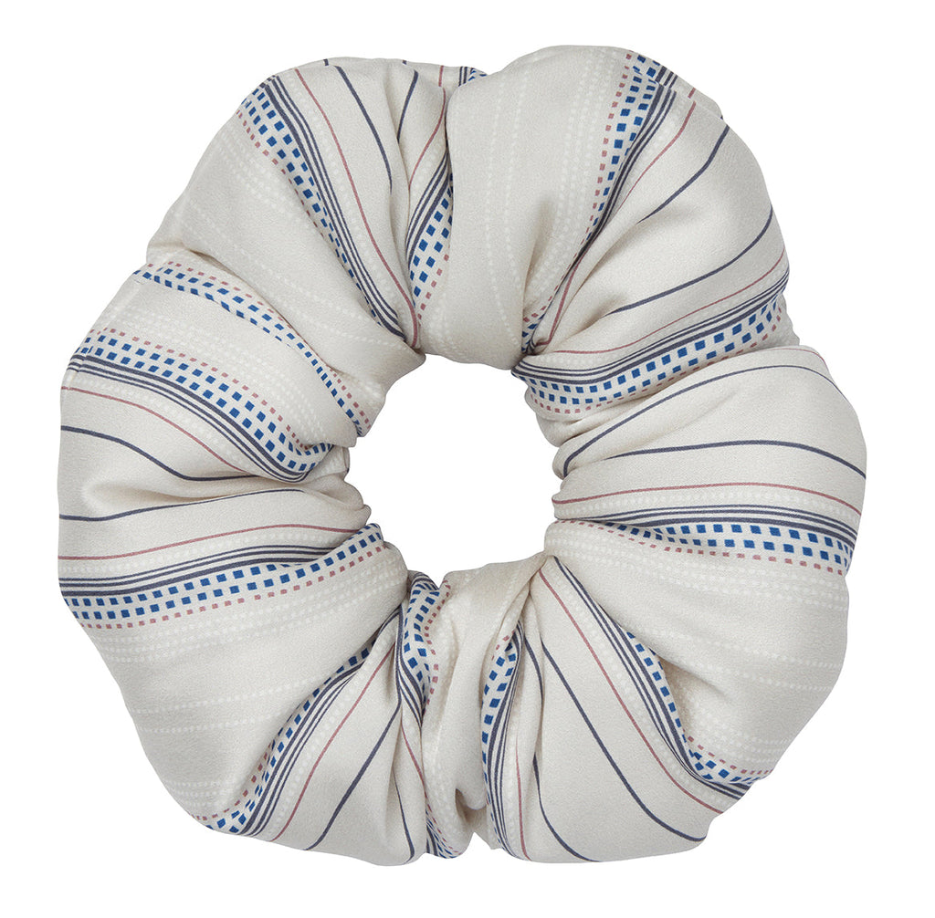 Oversized Striped Silk Scrunchie for Hair Protection
