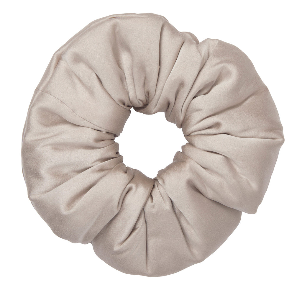 Oversized Organic Stretch Silk Scrunchie - Soft Beige
