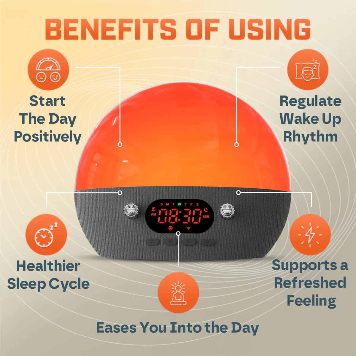 Smart Wake Up Alarm Clock Pro with Sunrise Simulation