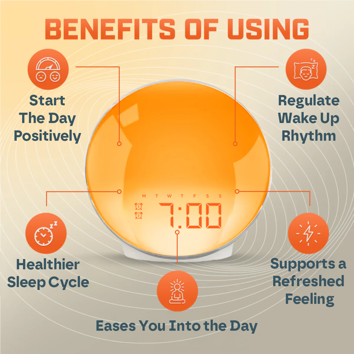 Snooze Therapy Smart Wake Up Alarm Clock with Sunrise Sleep Technology