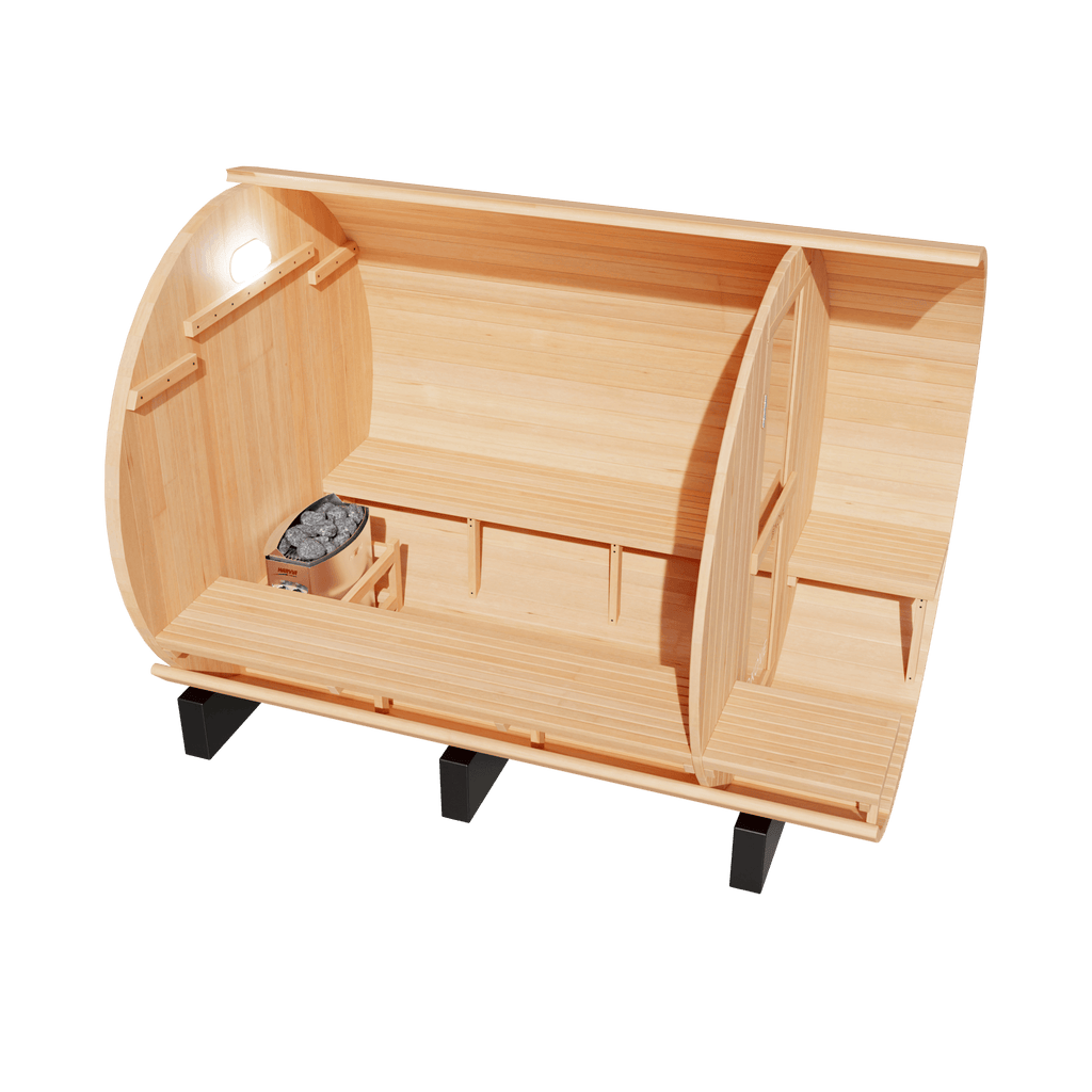 KOVE Outdoor Barrel Sauna – 5–6 Person Luxury Garden Sauna with 6kW Heater