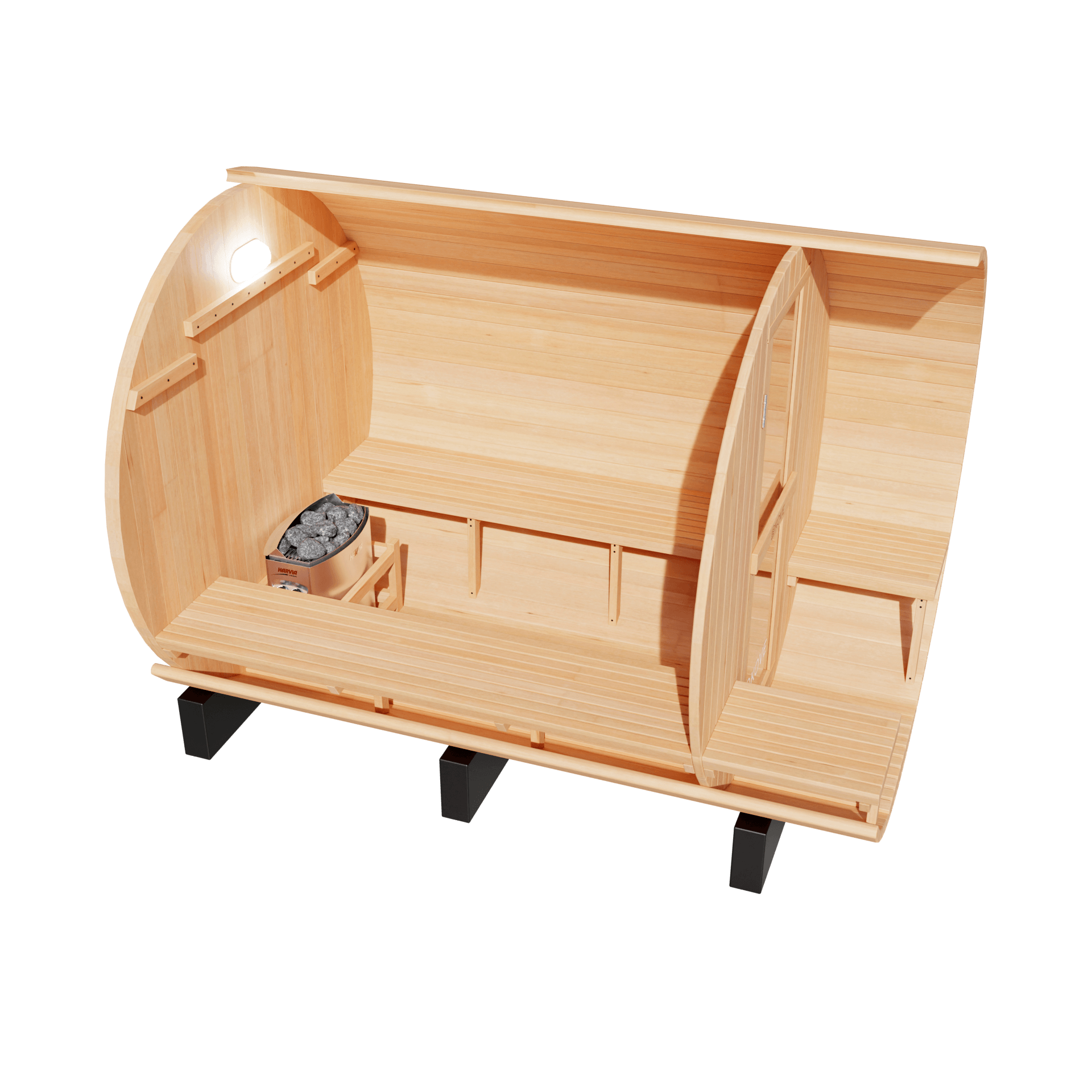 KOVE Outdoor Barrel Sauna – 5–6 Person Luxury Garden Sauna with 6kW Heater