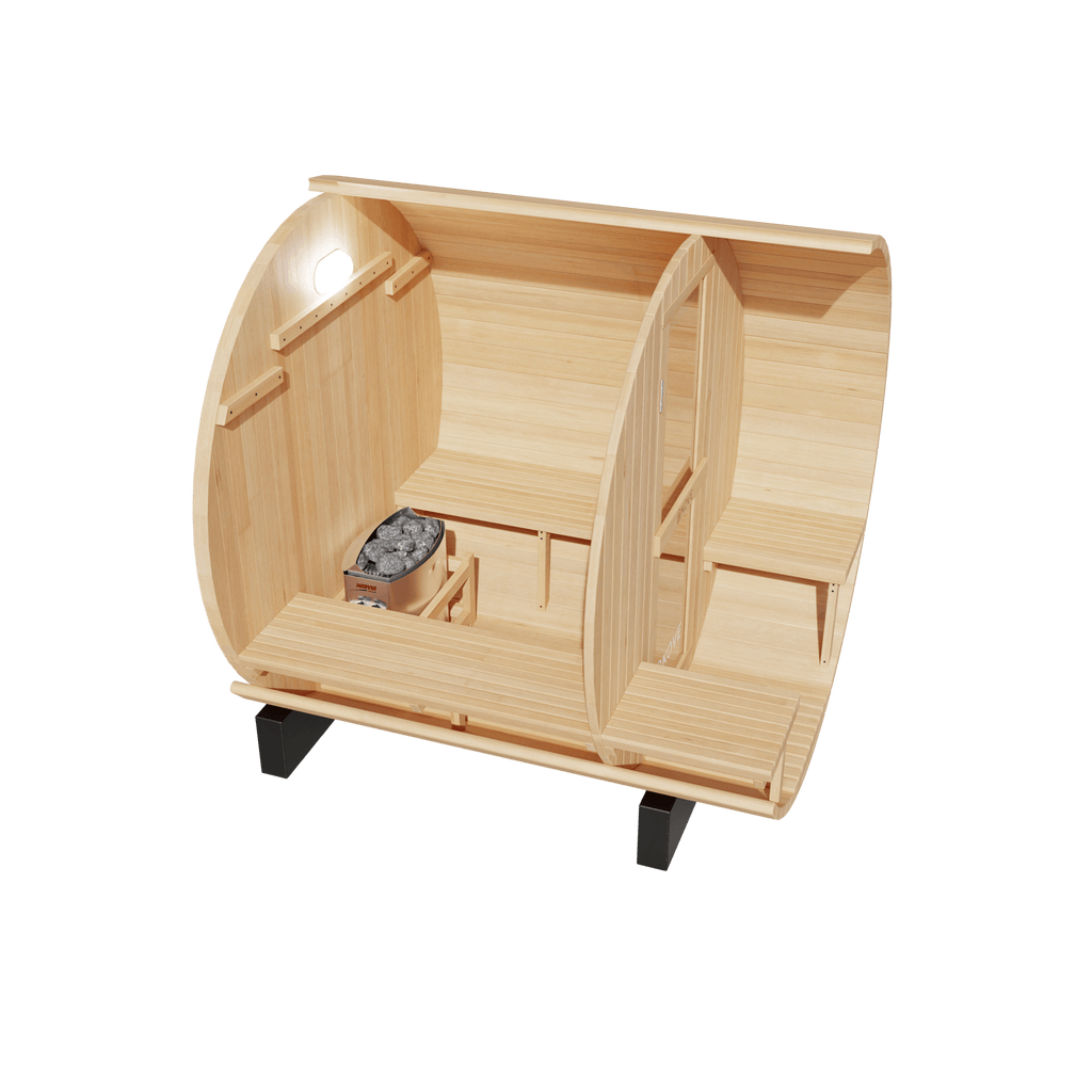 KOVE Outdoor Barrel Sauna – 3–4 Person Luxury Garden Sauna with 6kW Heater