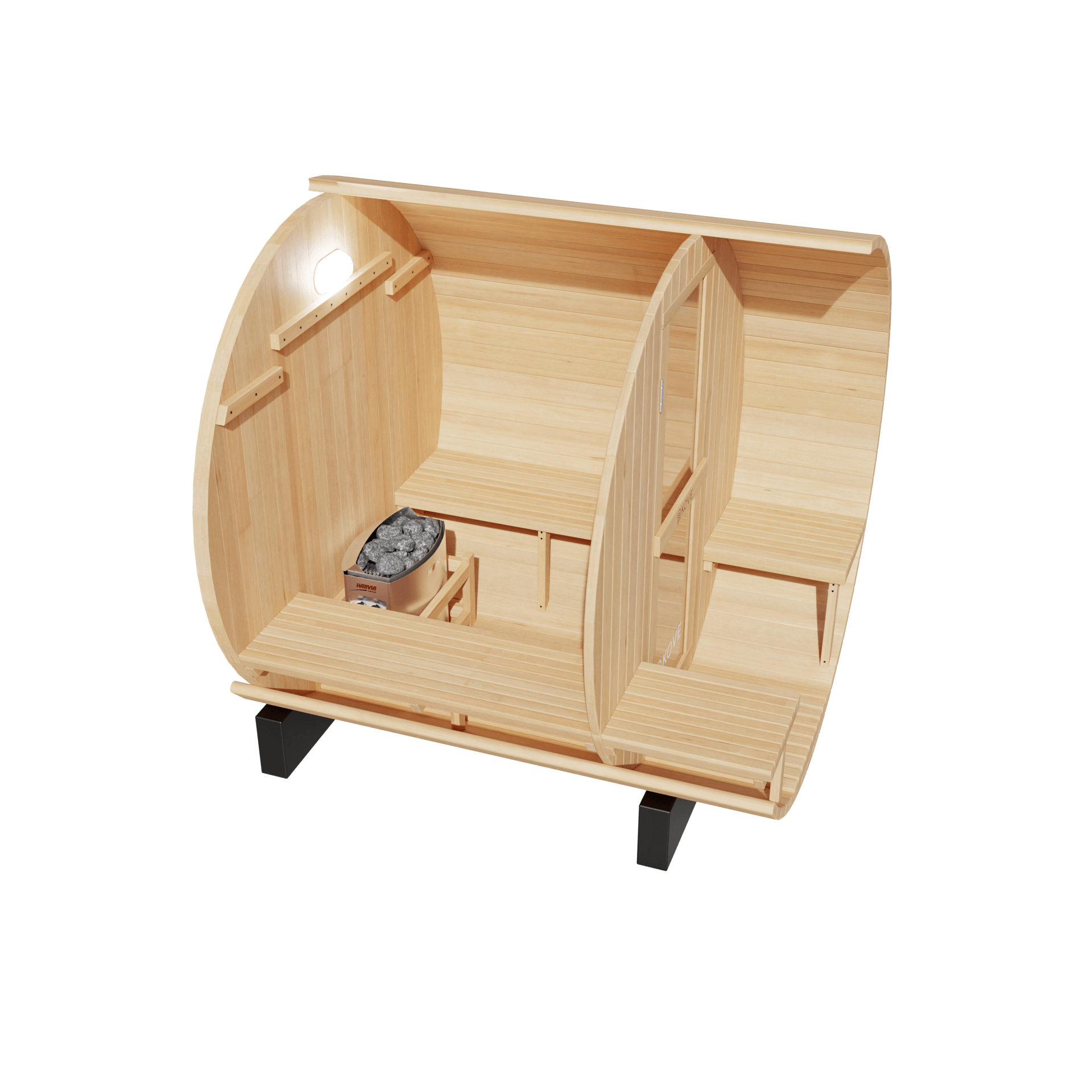 KOVE Outdoor Barrel Sauna – 3–4 Person Luxury Garden Sauna with 6kW Heater