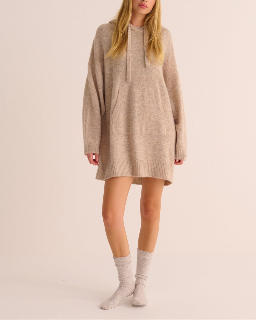 Oatmeal Alpaca Wool Longline Jumper Dress