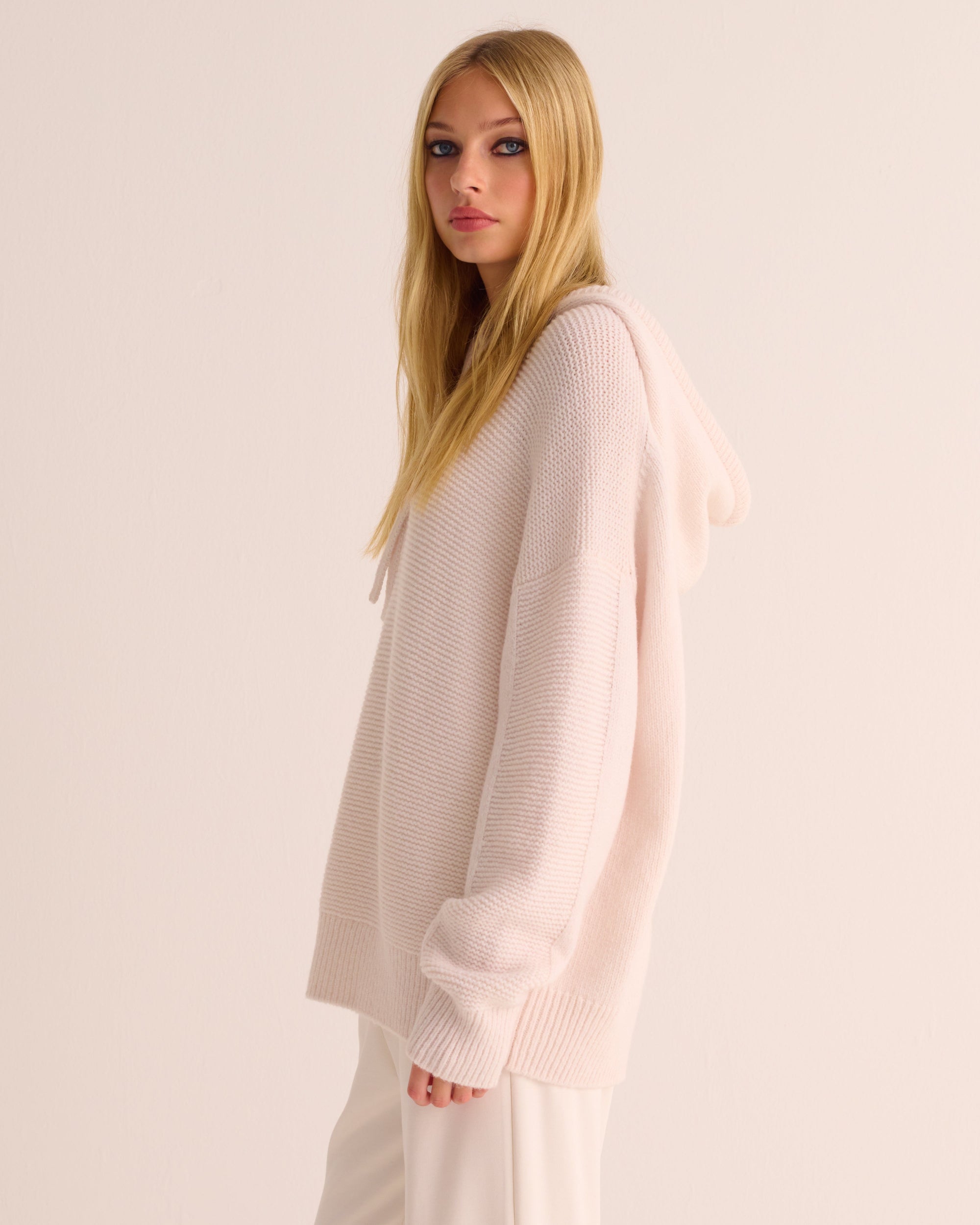 Soft Alpaca Blend Hoodie - Ivory