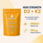 Vitamin D3 4000 IU + K2 MK-7 100 µg – 180 Tablets