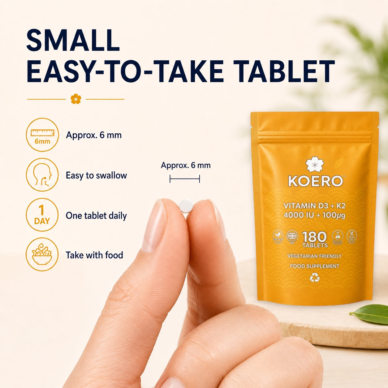 Vitamin D3 4000 IU + K2 MK-7 100 µg – 180 Tablets