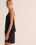 Washable Organic Stretch Silk & Lace Camisole - Black