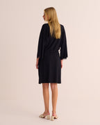 Black Modal Jersey Kimono with Lace Trim