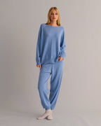 Cashmere Cuffed Ankle Joggers - Chambray Blue