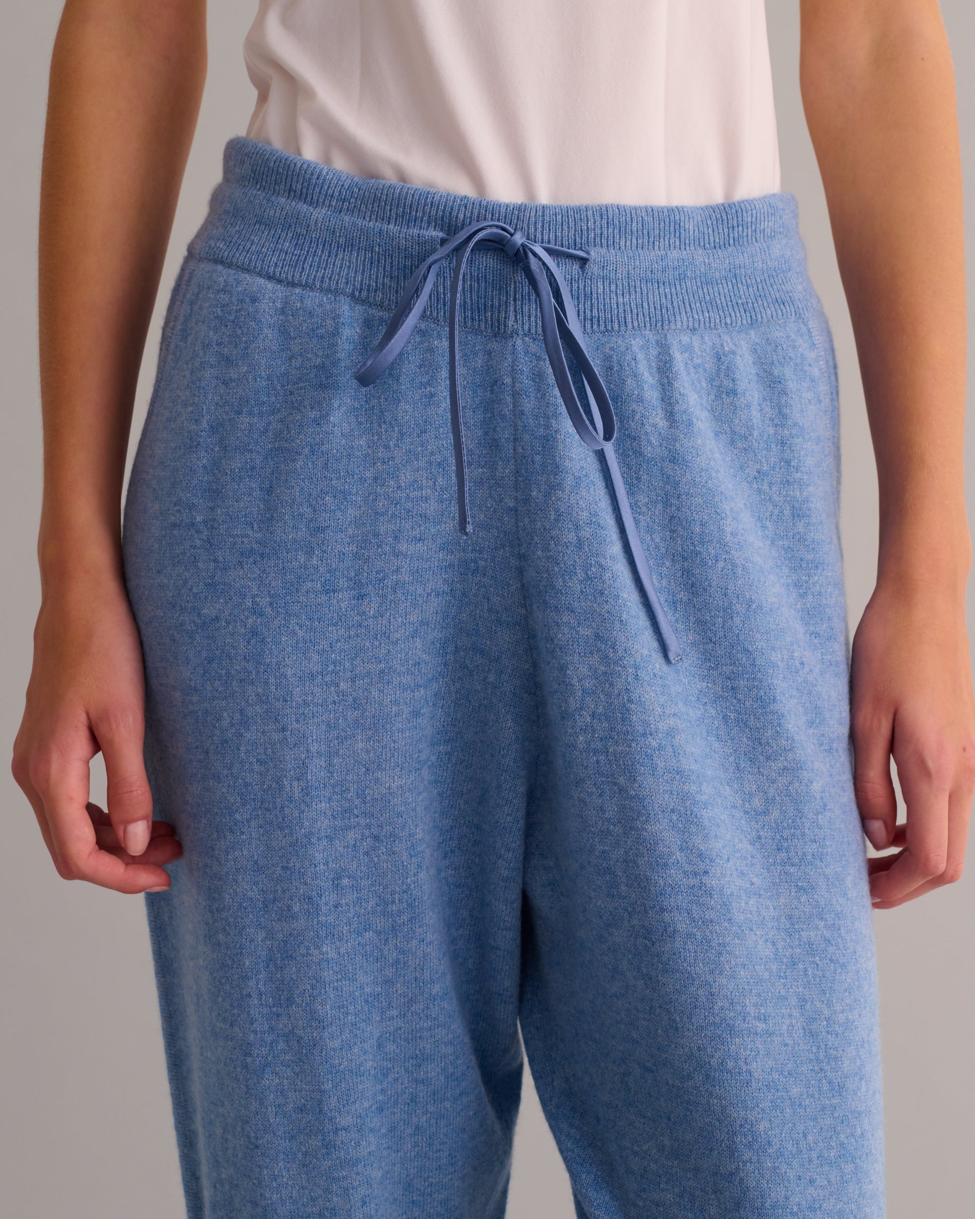 Cashmere Cuffed Ankle Joggers - Chambray Blue