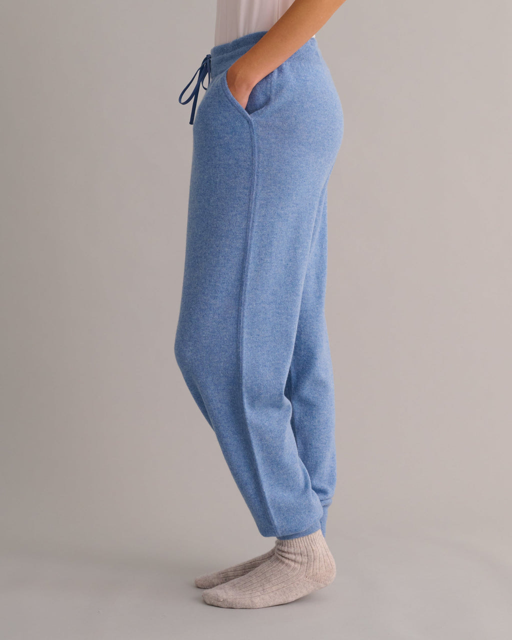 Cashmere Cuffed Ankle Joggers - Chambray Blue