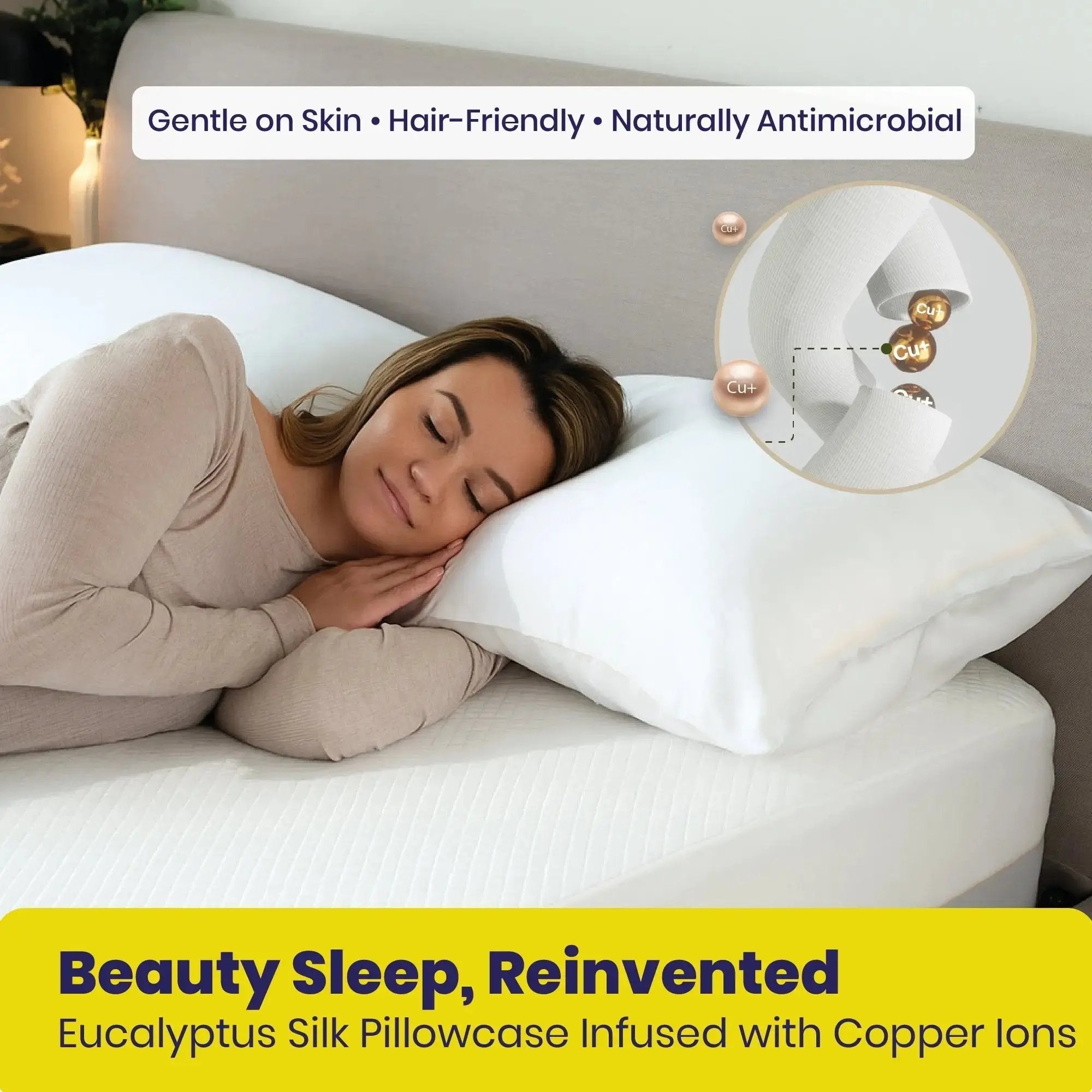Brightr® Sleep Copperdefense Eucalyptus Silk Pillowcase – Cooling & Anti-Acne
