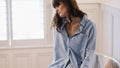 Pale Blue Striped Organic Cotton Brushed Pyjama Set