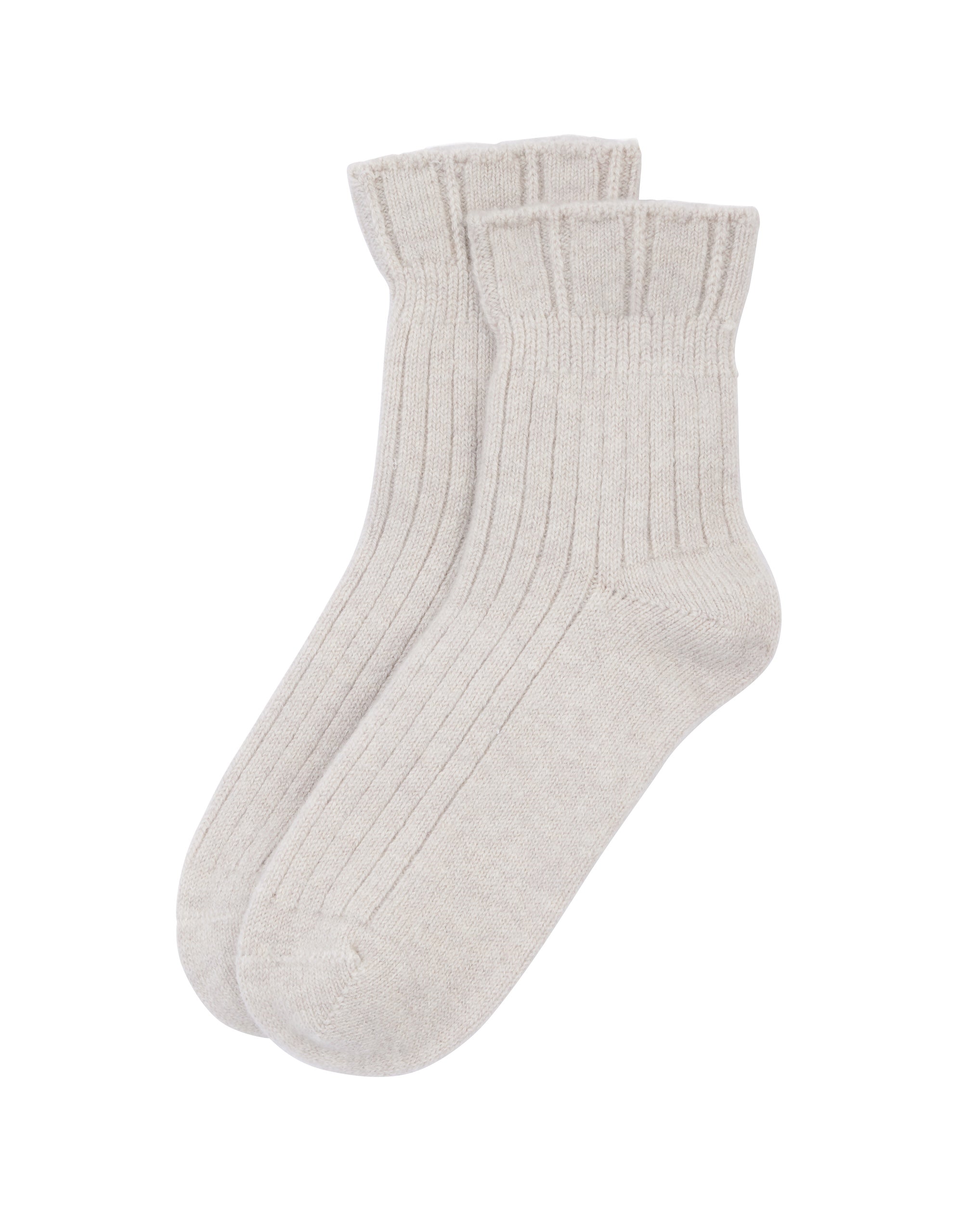 Soft Beige Ribbed Cashmere Socks for Comfort and Warmth