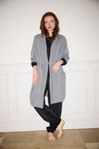 Luxury Pure Cashmere Robe in Silver Grey