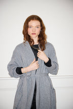 Luxury Pure Cashmere Robe in Silver Grey