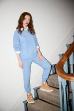 Cashmere Cuffed Ankle Joggers - Chambray Blue