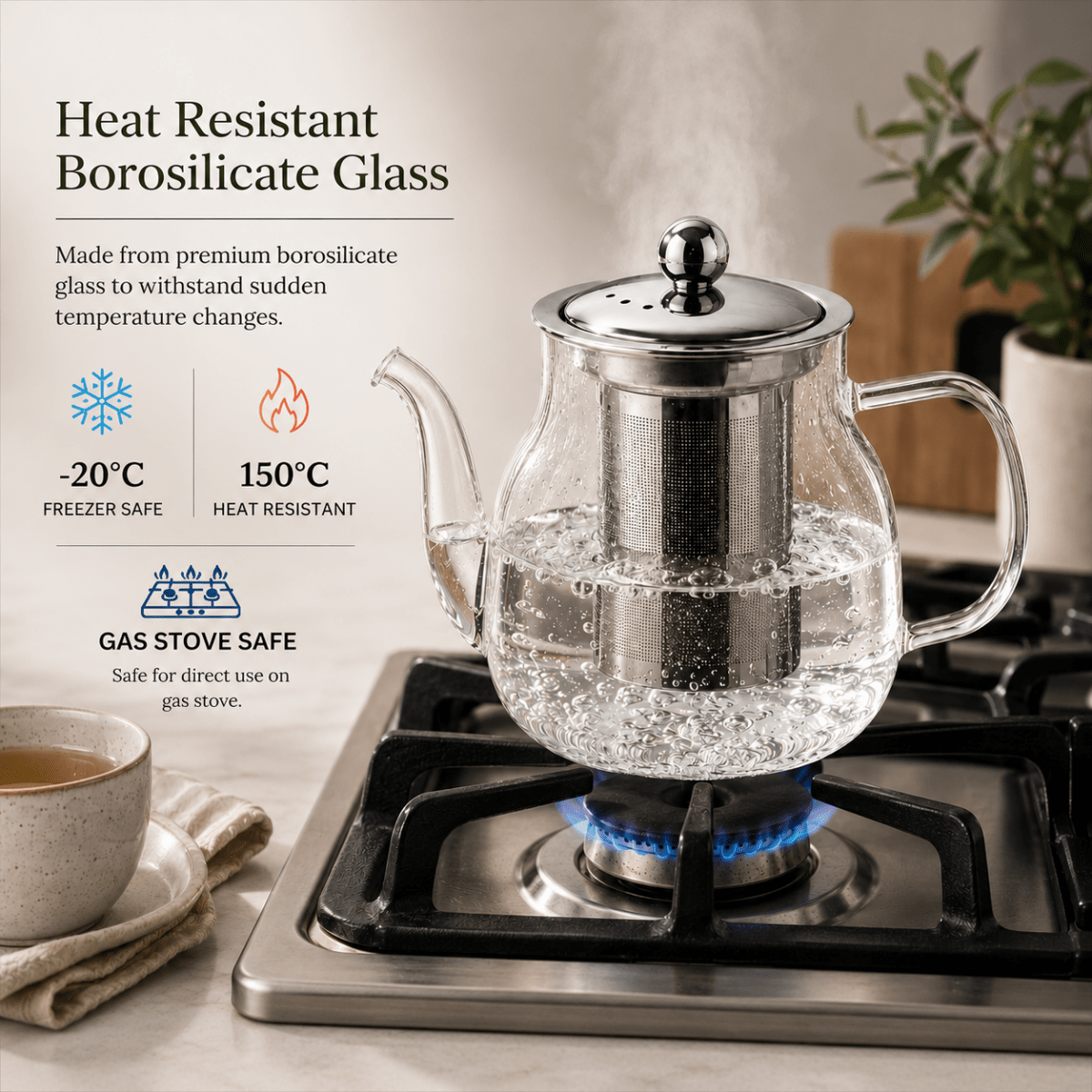 Camellios Glass Teapot with Premium Tea Infuser