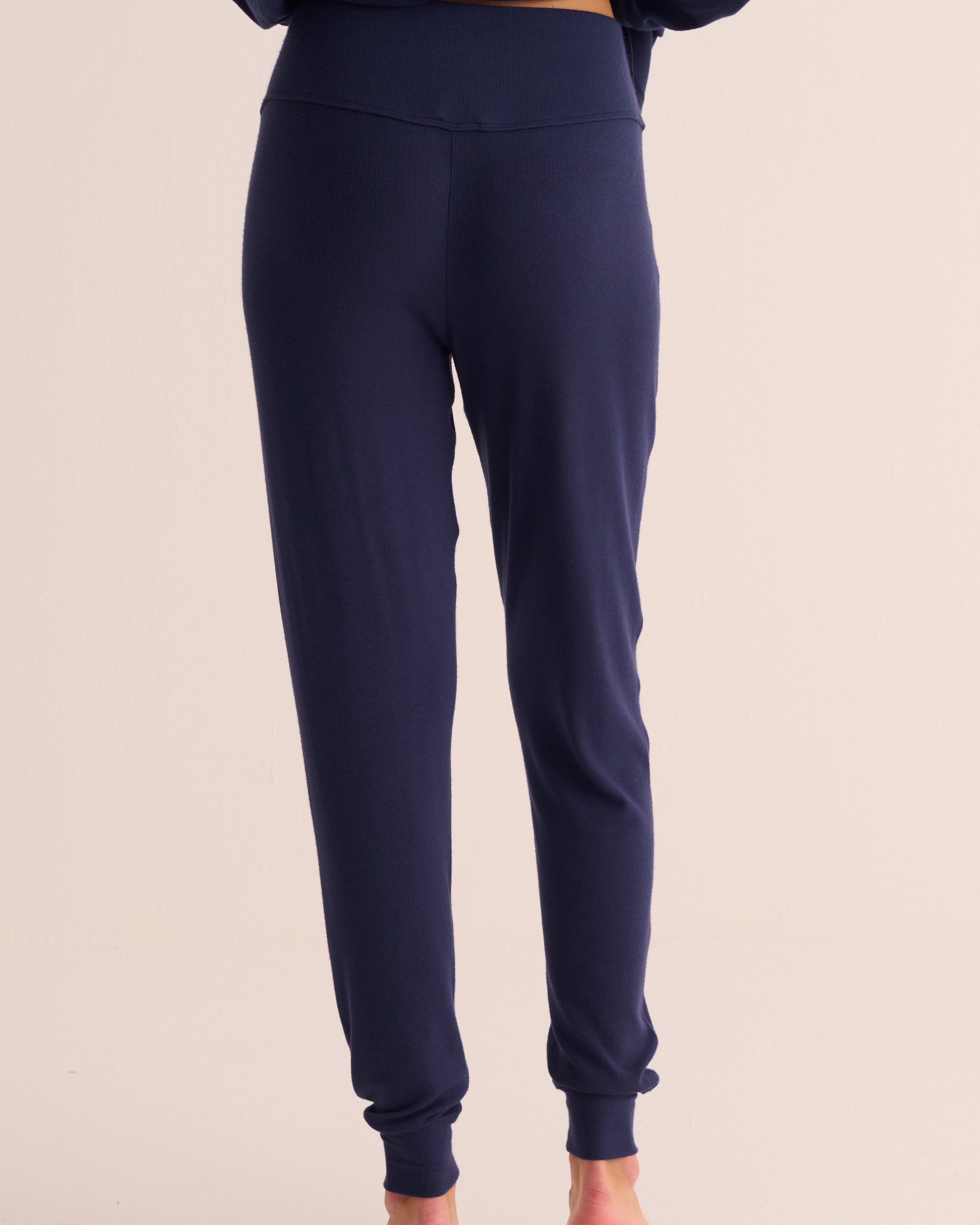 Navy Ribbed Soft Modal Cardigan & Cuffed Leggings Set