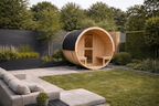KOVE Outdoor Barrel Sauna – 1–2 Person Compact Garden Sauna with 4.5kW Heater
